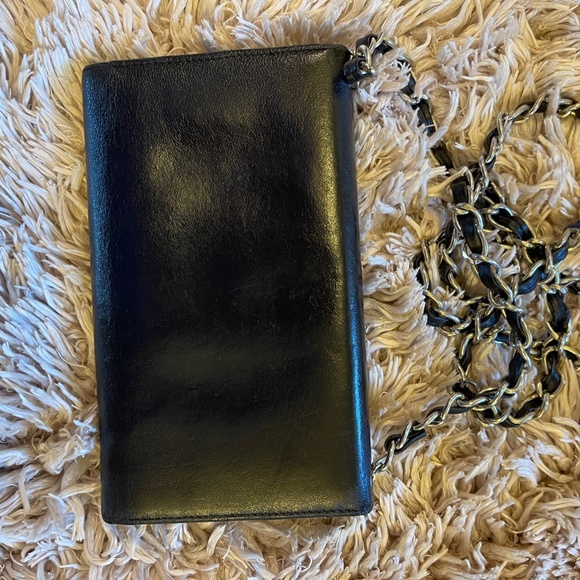 Chanel Black Leather Crossbody Wallet Purse Authentic - Picture 3 of 12